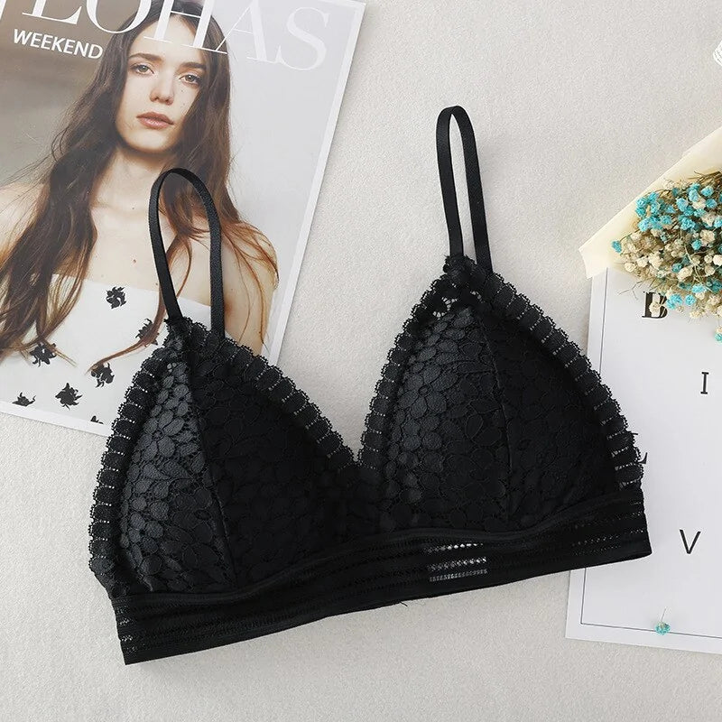 Deep V Lace Bra Wireless