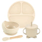 Silicone Baby Feeding Spoon Set Smile Beige