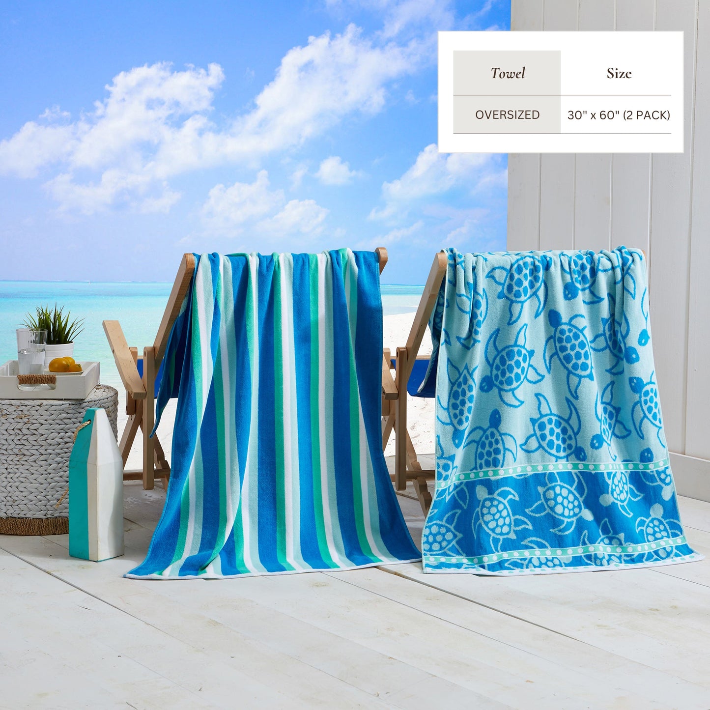 Cotton Velour Beach Towel - Maui Collection - - Beach Towels
