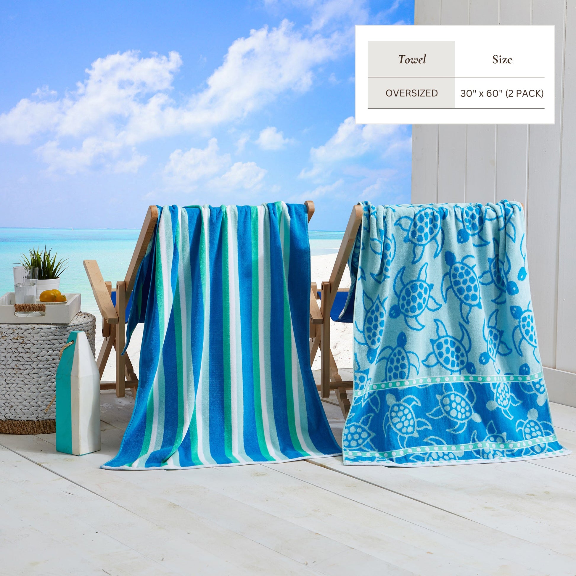 Cotton Velour Beach Towel - Maui Collection - - Beach Towels
