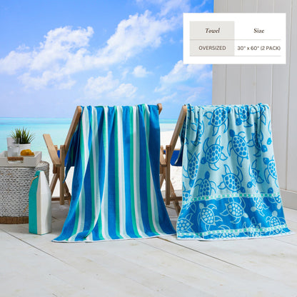 Cotton Velour Beach Towel - Maui Collection - - Beach Towels