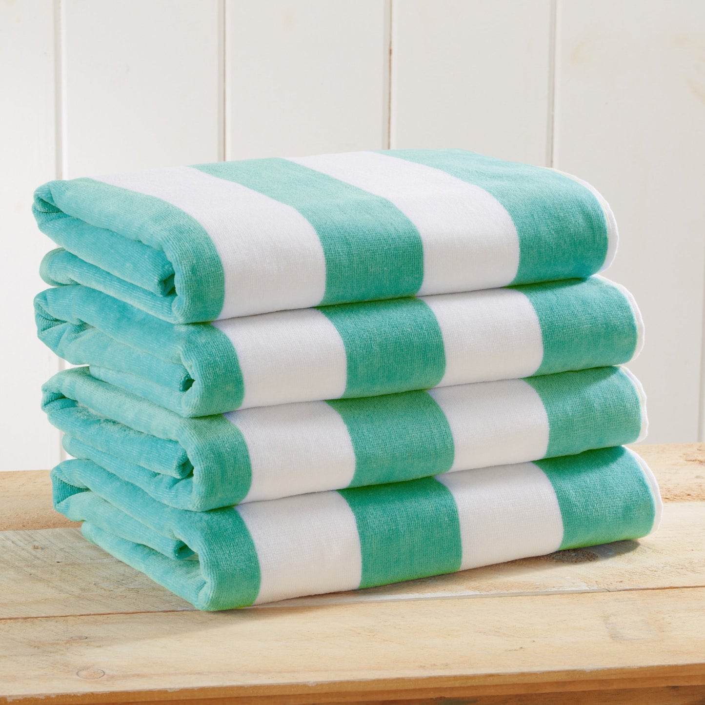 Cotton Velour Cabana Stripe Beach Towel - Novia Collection - -