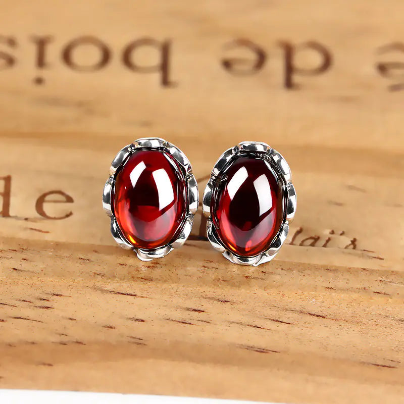 Vintage Punk Ruby Claw Earrings for Women