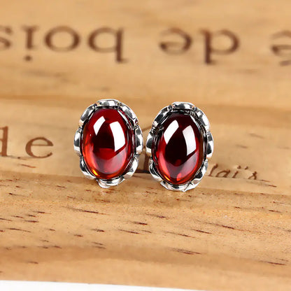 Vintage Punk Ruby Claw Earrings for Women