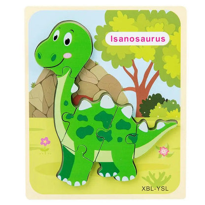 Wooden 3D Montessori Dinosaur Jigsaw Puzzles Isanosaurus