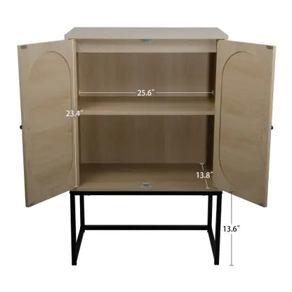2 Door Rattan High Cabinet Built-in Adjustable Shelf - Kia Day Design