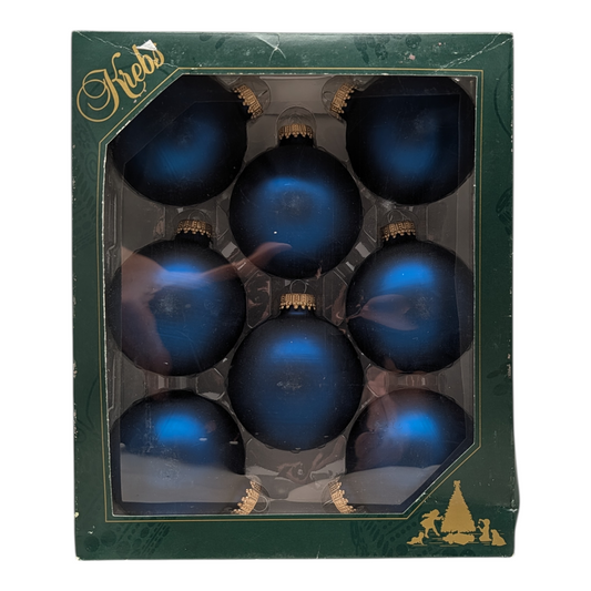 Matte Navy Blue Glass Ball Ornaments - Set of 8 - Default Title - Christmas >> Ornaments >> Glass
