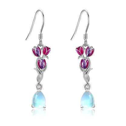 Tulip Earrings Sterling Silver Tulip Dangle Earrings Tulip Jewelry for Women