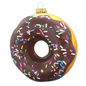 Chocolate Donut Blown Glass Ornament - Default Title - Christmas >> Ornaments >> Glass