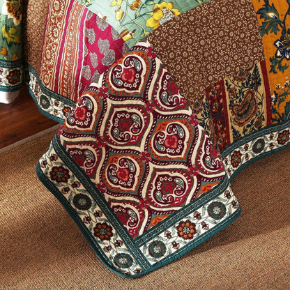 DaDa Bedding Dark Elegance Bohemian Floral Cotton Patchwork Bedspread Set (JHW-550)- DaDalogy Bedding Collection- {{Product type}}