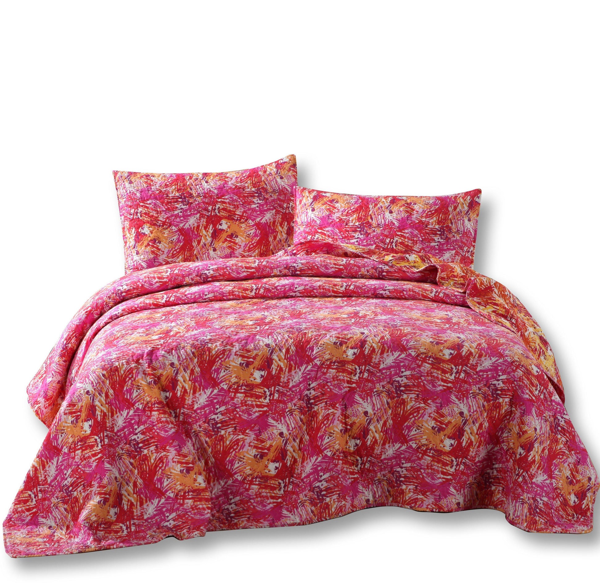 DaDa Bedding Lovely Pop of Colors Lightweight Reversible Quilted Bedspread Set (KBJ1625)- DaDalogy Bedding Collection- {{Product type}}
