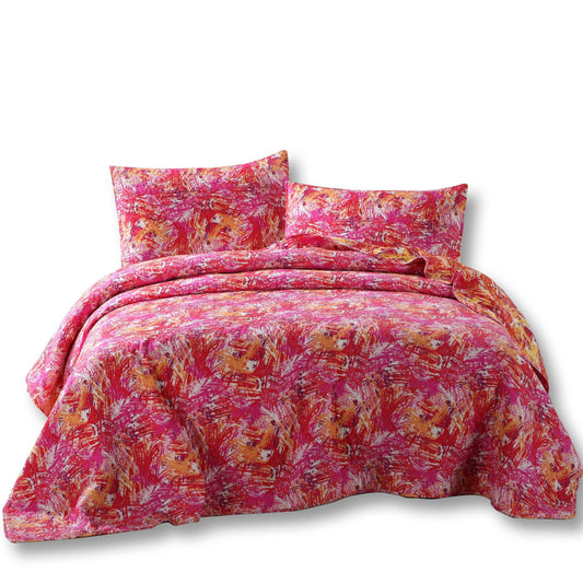 DaDa Bedding Lovely Pop of Colors Lightweight Reversible Quilted Bedspread Set - Cal King - Quilts