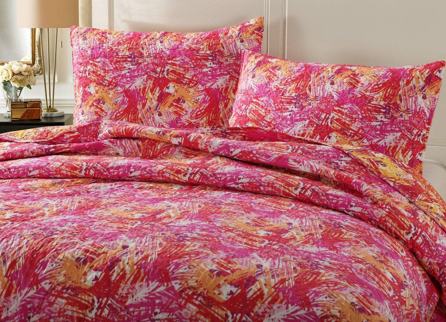 DaDa Bedding Lovely Pop of Colors Lightweight Reversible Quilted Bedspread Set (KBJ1625)- DaDalogy Bedding Collection- {{Product type}}