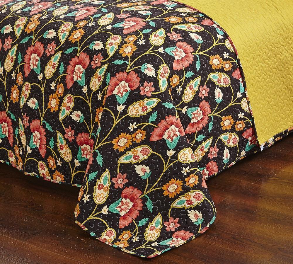 DaDa Bedding Marigold’s Floral Brown Yellow Botanical Garden Quilted Bedspread Set (HS-3330)- DaDalogy Bedding Collection- {{Product type}}