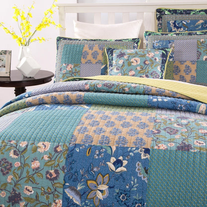 Tache Cotton Bohemian Tropical Calla Lily Quilted Patchwork Bedspread Set (JHW-687) - - Quilt / Bedspread