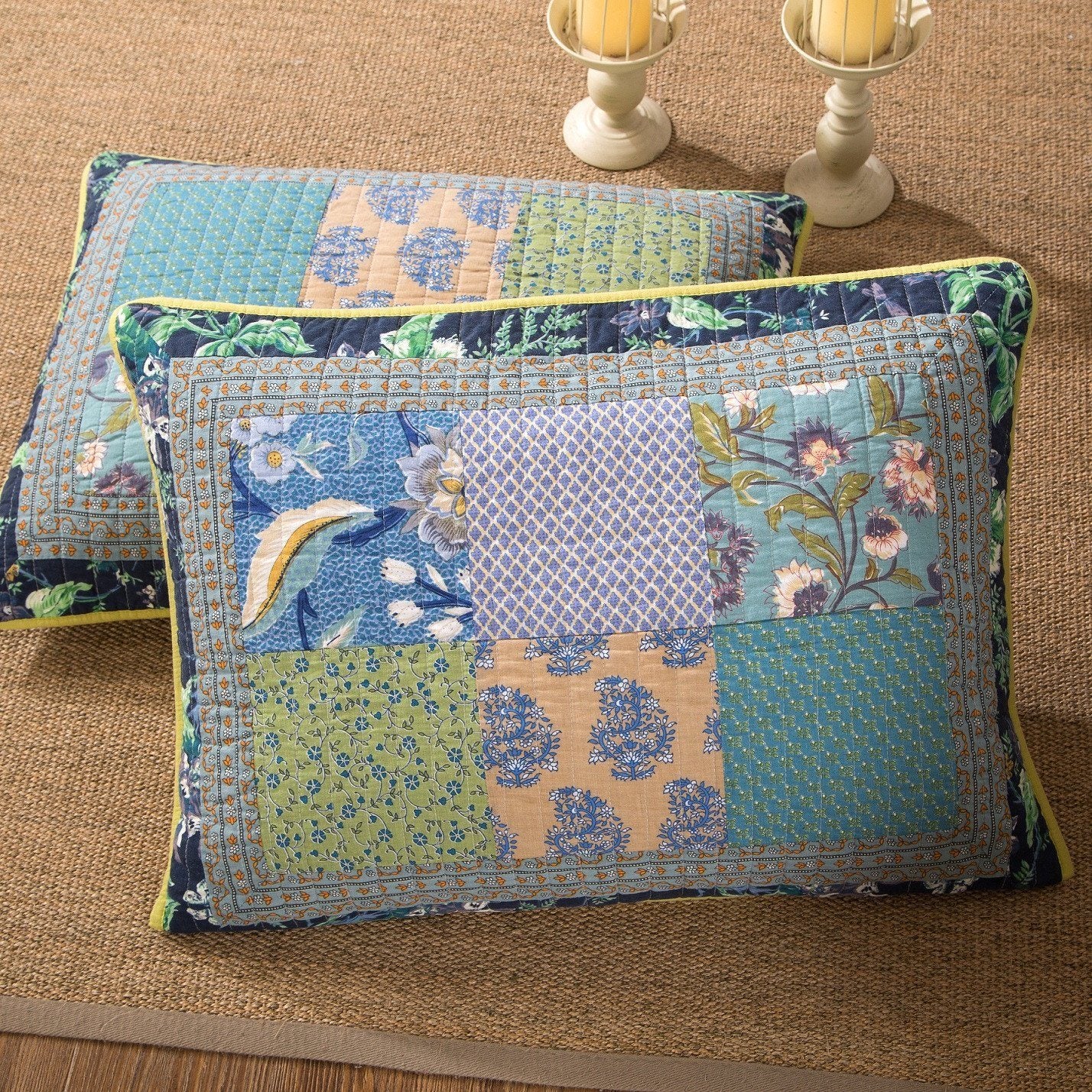 Tache Cotton Bohemian Tropical Calla Lily Quilted Patchwork Bedspread Set (JHW-687) - - Quilt / Bedspread