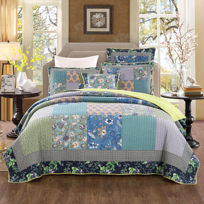 Tache Cotton Bohemian Tropical Calla Lily Quilted Patchwork Bedspread Set (JHW-687) - - Quilt / Bedspread