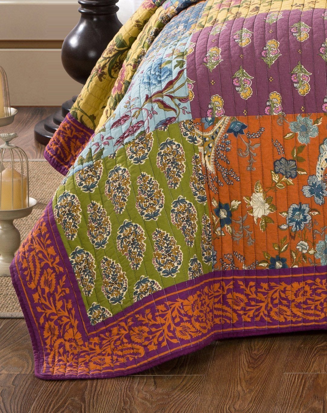 Tache Cotton Bohemian Carnival Garden Quilted Patchwork Bedspread Set (JHW-676) - - Quilt / Bedspread