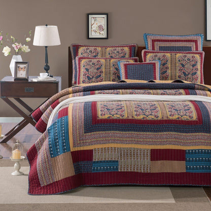 Tache Vineyard Cottage Floral Lightweight Patchwork Bedspread Quilt Set (JHW-827) - - Quilt / Bedspread