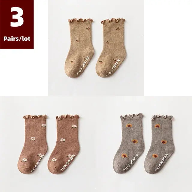 3 Pairs of Anti-Slip Childrens Socks - Kia Day Design