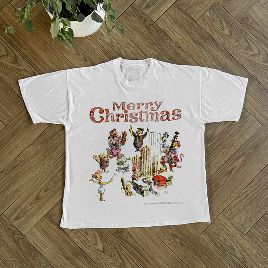 Hanna Barbera 60s 'Christmas Band' Vintage Washed White Tee - - T-Shirt