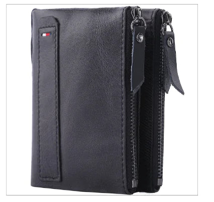Men's Short Wallet - Anti-Theft Genuine Leather Design