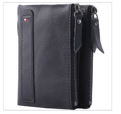 Men's Short Wallet - Anti-Theft Genuine Leather Design