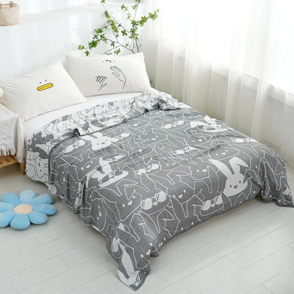 Bamboo Fiber Summer Blanket with Floral Design Kia Day Design