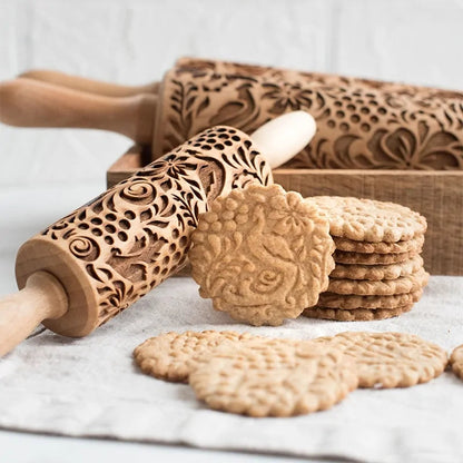 Wooden Embossed Rolling Pin - Kia Day Design