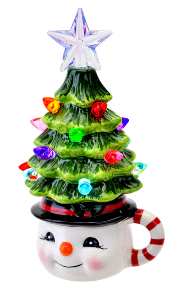 LED Light Up Snowman Mug w/Tree Mini Shimmer - Default Title - Christmas >> Novelty