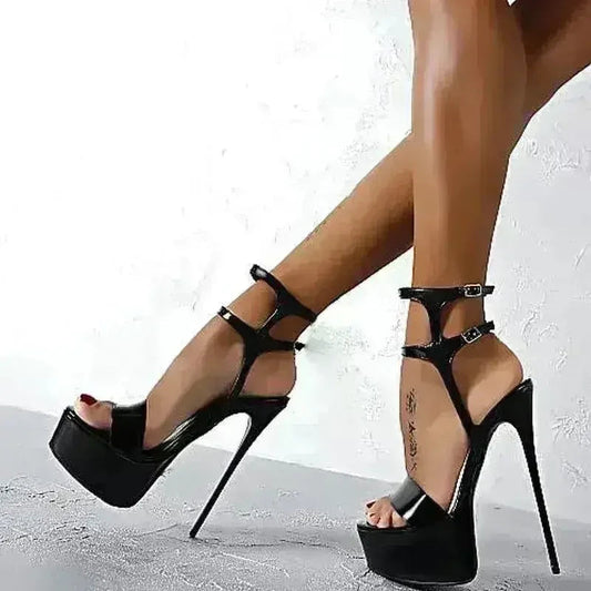 Size 34-45 Pu Leather High Heels Sandals 16cm Stripper Shoes Summer - - Home & Garden