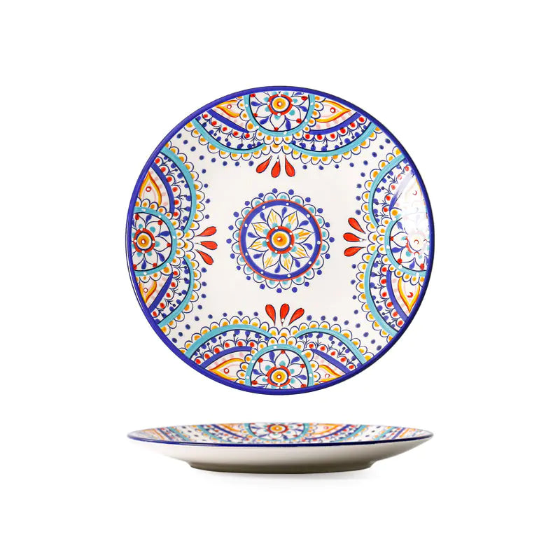 Mediterranean Ceramic Plate Set for Home Dining Kia Day Design