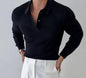 Men's Ribbed Knit Polo Shirt - Casual Button-Up Top - Kia Day Design