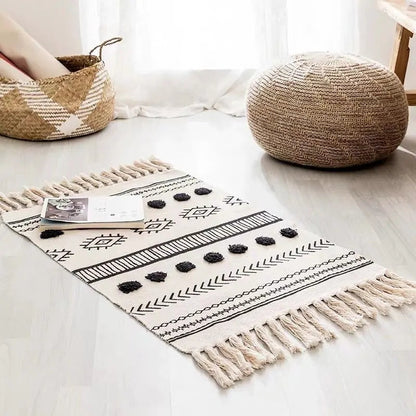 Bohemian Hand-Woven Tassel Carpet Kia Day Design