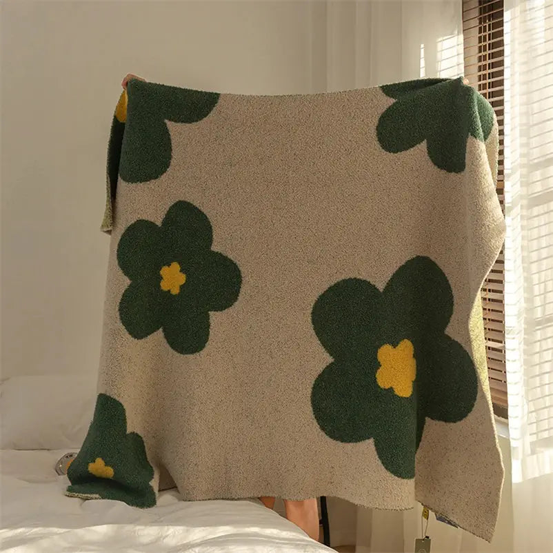 Korean Sunflower Velvet Knitted Blanket