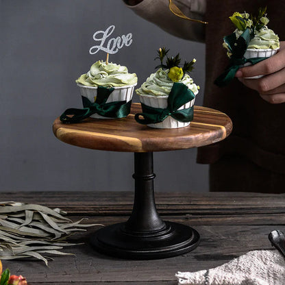 Wooden Cake Stand with Solid Wood Tray Kia Day Design