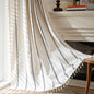 White and Black 72-Inch-Long Textured Embroidered Stripe Panel Curtain W52 x L72 - Kia Day Design