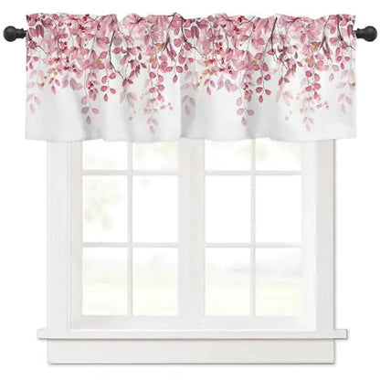 Pink Eucalyptus Leaves Berry Branch Valance Rod Pocket 1 Panel - Kia Day Design