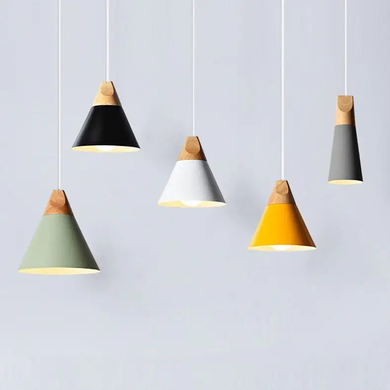 Wooden Funnel Pendant Lights