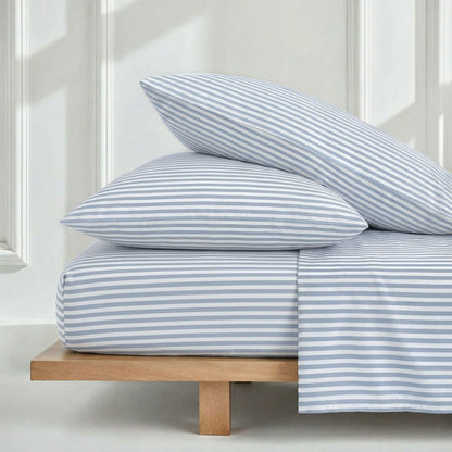 Luxe Australian Sateen Sheet Set - Blue & White - Home - Bed
