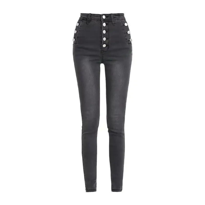 High Waist Button Down Thick Jeans for Women - Kia Day Design
