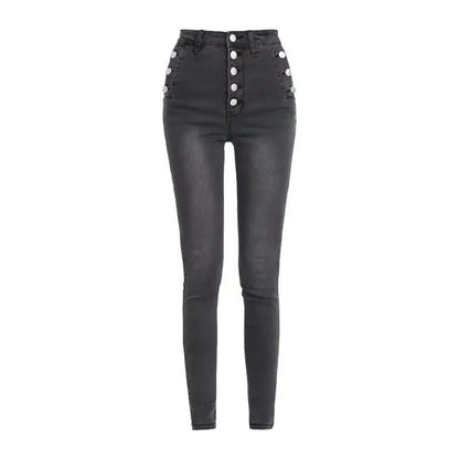 High Waist Button Down Thick Jeans for Women - Kia Day Design