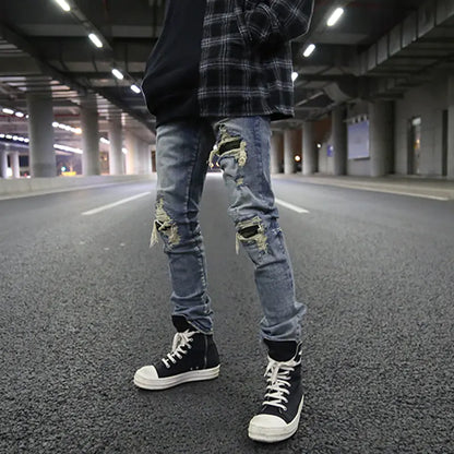 Ripped Slim Fit Stretch Denim Jeans - Kia Day Design