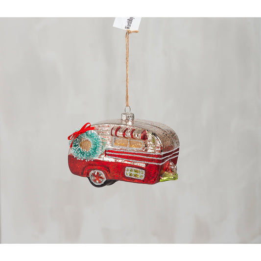 Red Canned Ham Vintage Camper Glass Ornament - - Holiday Ornaments