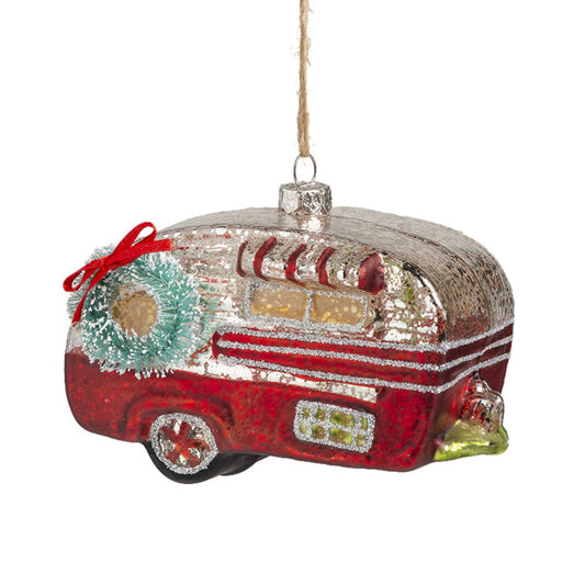 Red Canned Ham Vintage Camper Glass Ornament - - Holiday Ornaments