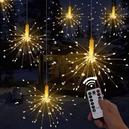 Remote Control Waterproof Christmas Fireworks LED String Lights - - String & Fairy Lights