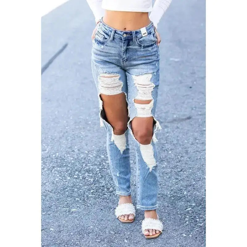 Straight Shooter Ripped Jeans