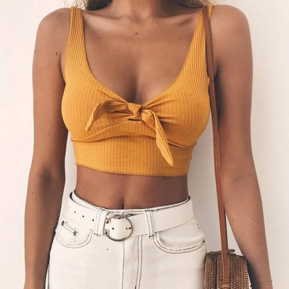 Bow Decorated Crop Top - -
