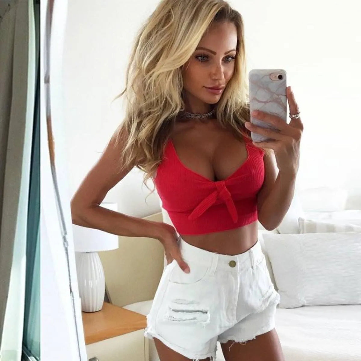 Bow Decorated Crop Top - -