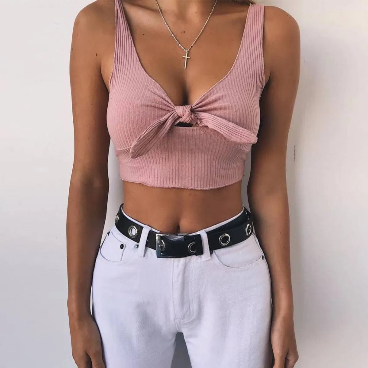 Bow Decorated Crop Top - -